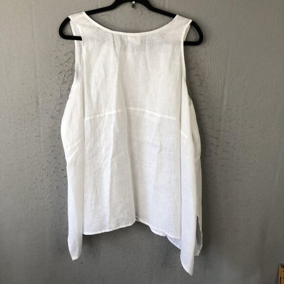 Planet by Lauren G Tank Top Womens Large Linen Sleeveless Asymmetrical Made USA - Picture 2 of 16